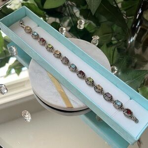 Elegant Sterling Silver Multi-Color Gemstone Bracelet